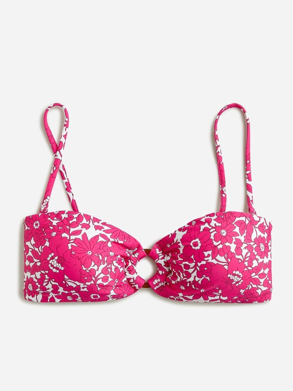 J.Crew Heritage O-Ring Bandeau Bikini Top Blushing Meadow NWT M BP119